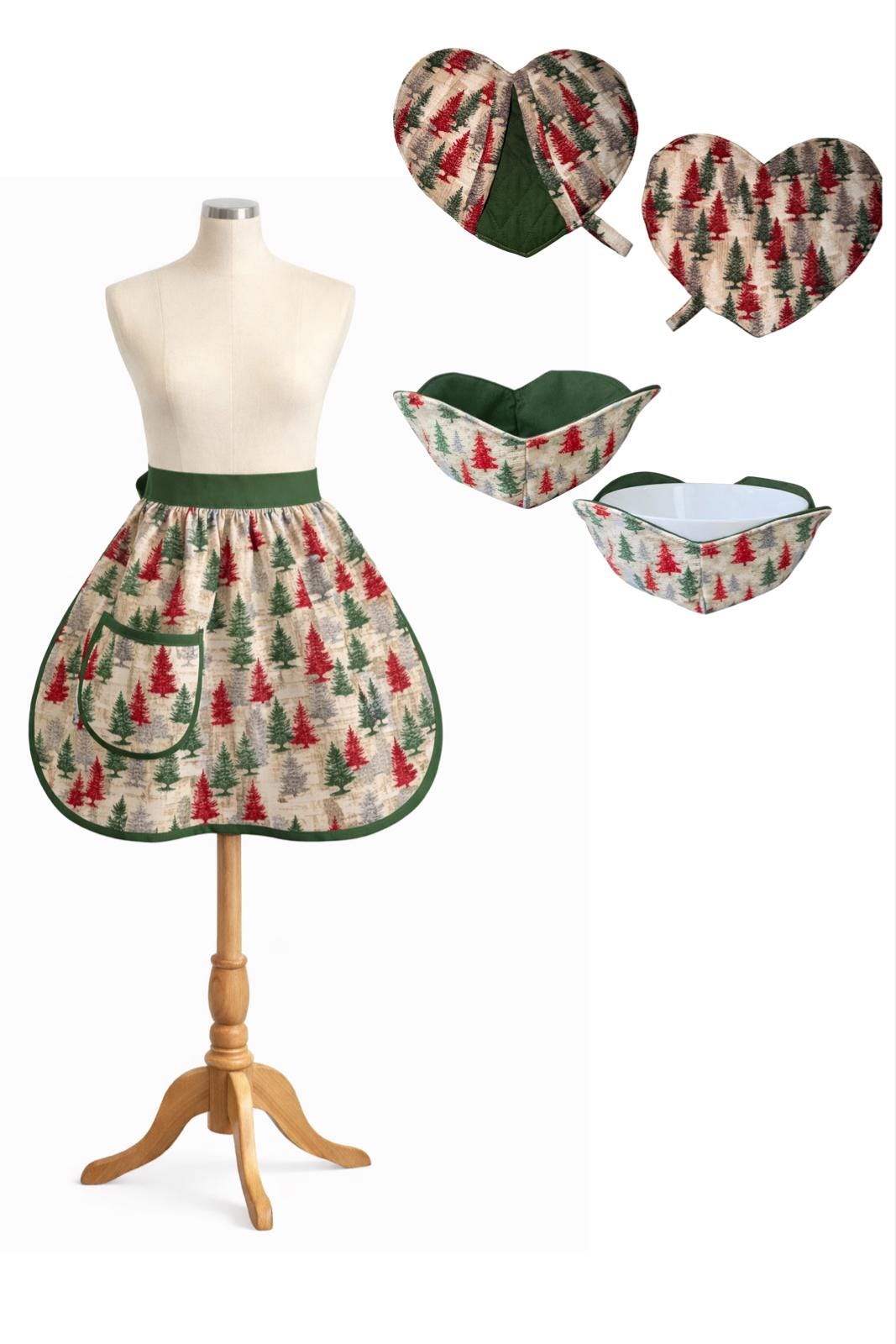 Coordinated Kitchen Set - Apron, Oven Mitt & Bowl Cozy
